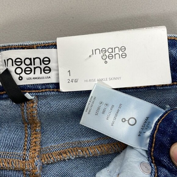 Insane Gene Jeans NWT Hi-Rise Ankle Skinny Medium Wash Blue Denim Size 1 24 - Picture 9 of 13